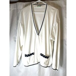 Letter Sweater Style Tennis Sweater Button V neck Polka Dot Pocket Trim Size L